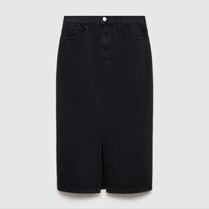 NWT MANGO Denim Mindi Skirt XXL -  Black Jean Skirt